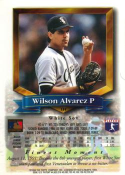 1994 Finest #139 Wilson Alvarez Back