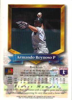 1994 Finest #14 Armando Reynoso Back