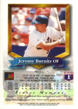 1994 Finest #15 Jeromy Burnitz Back
