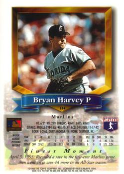 1994 Finest #164 Bryan Harvey Back
