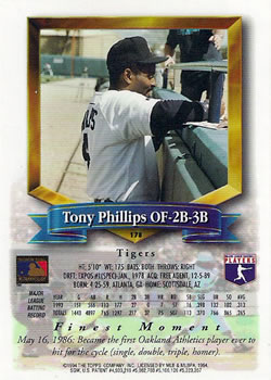 1994 Finest #178 Tony Phillips Back