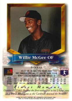 1994 Finest #184 Willie McGee Back