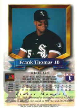 1994 Finest #203 Frank Thomas Back