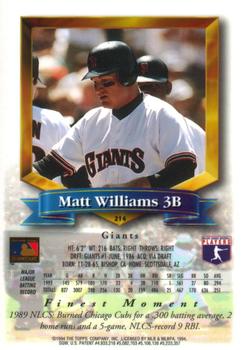 1994 Finest #214 Matt Williams Back