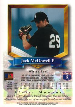 1994 Finest #226 Jack McDowell Back