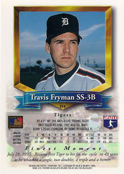 1994 Finest #228 Travis Fryman Back