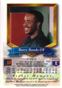 1994 Finest #230 Barry Bonds Back