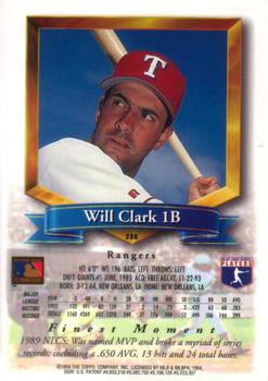 1994 Finest #238 Will Clark Back