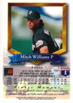 1994 Finest #242 Mitch Williams Back