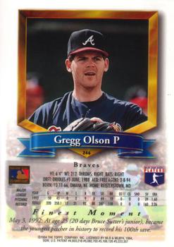 1994 Finest #246 Gregg Olson Back