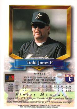 1994 Finest #265 Todd Jones Back