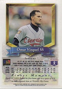 1994 Finest #285 Omar Vizquel Back