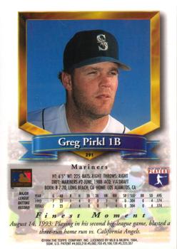1994 Finest #291 Greg Pirkl Back