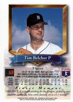 1994 Finest #301 Tim Belcher Back