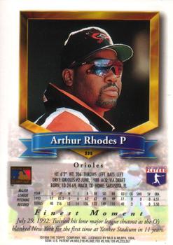 1994 Finest #335 Arthur Rhodes Back