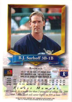 1994 Finest #344 B.J. Surhoff Back