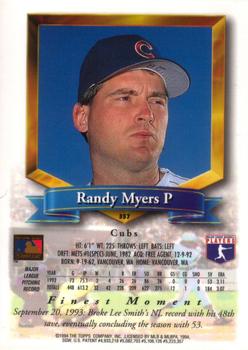 1994 Finest #357 Randy Myers Back