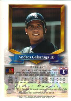 1994 Finest #35 Andres Galarraga Back