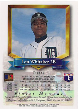 1994 Finest #364 Lou Whitaker Back