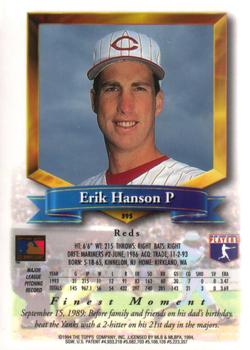 1994 Finest #395 Erik Hanson Back