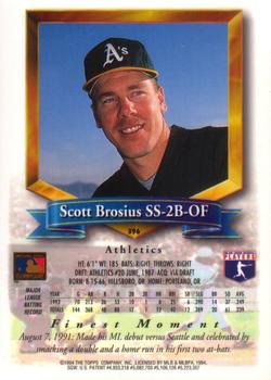 1994 Finest #396 Scott Brosius Back