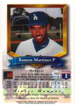 1994 Finest #405 Ramon Martinez Back