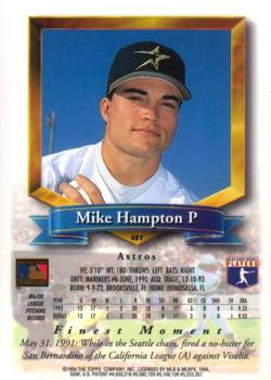 1994 Finest #407 Mike Hampton Back