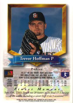 1994 Finest #417 Trevor Hoffman Back
