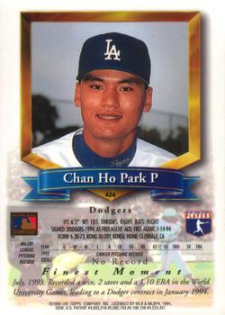 1994 Finest #426 Chan Ho Park Back