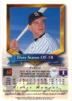 1994 Finest #428 Dave Staton Back