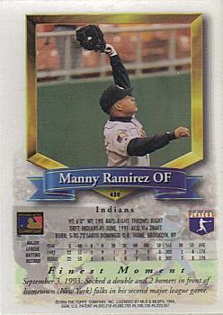 1994 Finest #430 Manny Ramirez Back
