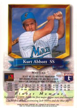 1994 Finest #431 Kurt Abbott Back