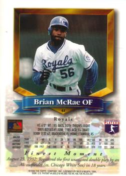 1994 Finest #62 Brian McRae Back