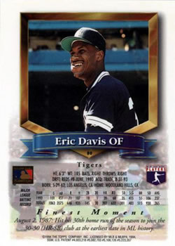 1994 Finest #80 Eric Davis Back