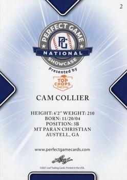 2021 Leaf Perfect Game National Showcase #3 Cam Collier Back