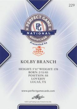 2021 Leaf Perfect Game National Showcase #229 Kolby Branch Back