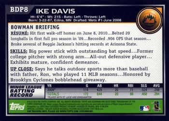 2010 Bowman Draft Picks & Prospects #BDP8 Ike Davis  Back