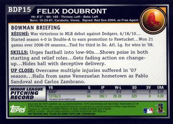 2010 Bowman Draft Picks & Prospects #BDP15 Felix Doubront  Back