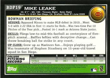 2010 Bowman Draft Picks & Prospects #BDP19 Mike Leake  Back