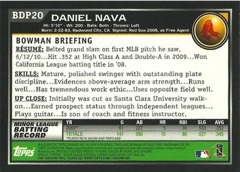 2010 Bowman Draft Picks & Prospects #BDP20 Daniel Nava  Back