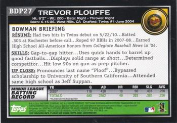 2010 Bowman Draft Picks & Prospects #BDP27 Trevor Plouffe  Back