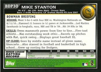 2010 Bowman Draft Picks & Prospects #BDP30 Mike Stanton  Back