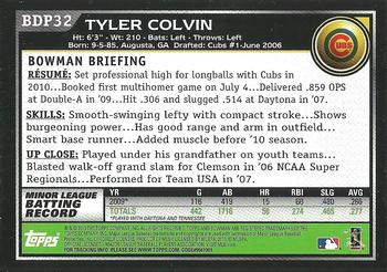 2010 Bowman Draft Picks & Prospects #BDP32 Tyler Colvin  Back