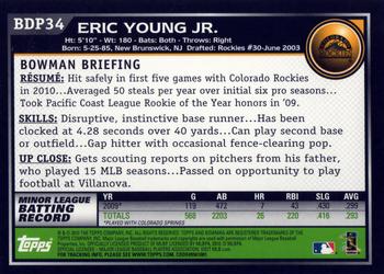 2010 Bowman Draft Picks & Prospects #BDP34 Eric Young Jr.  Back