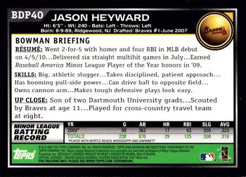 2010 Bowman Draft Picks & Prospects #BDP40 Jason Heyward  Back