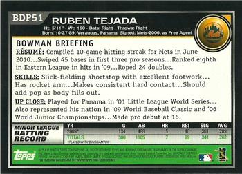 2010 Bowman Draft Picks & Prospects #BDP51 Ruben Tejada  Back