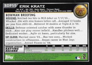 2010 Bowman Draft Picks & Prospects #BDP55 Erik Kratz  Back