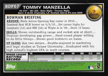 2010 Bowman Draft Picks & Prospects #BDP67 Tommy Manzella  Back