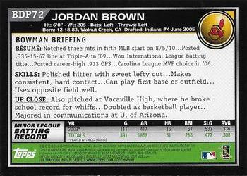 2010 Bowman Draft Picks & Prospects #BDP72 Jordan Brown  Back