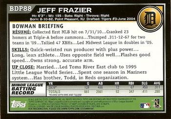 2010 Bowman Draft Picks & Prospects #BDP88 Jeffrey Frazier  Back